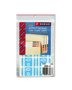 Smead 1" x 1-3/5" Letter "Q" Color-Coded Second Letter Labels, Light Blue, 100/Pack