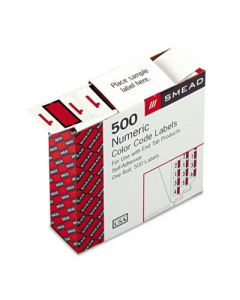 Smead 1-1/4" x 1" Number "1" Single Digit End Tab Labels, Red-on-White, 500/Roll
