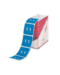 Smead 1-1/2" x 1-1/2" Number "1" Single Digit End Tab Labels, White-on-Light Blue, 250/Roll