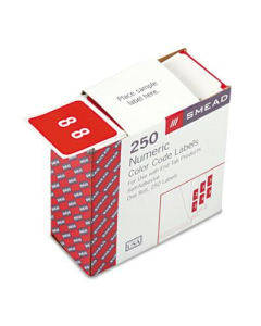 Smead 1-1/2" x 1-1/2" Number "8" Single Digit End Tab Labels, White-on-Red, 250/Roll