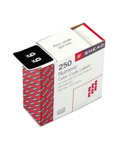 Smead 1-1/2" x 1-1/2" Number "9" Single Digit End Tab Labels, White-on-Black, 250/Roll