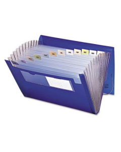 Smead 12-Pocket Letter Expanding File with Closure, Blue/Clear