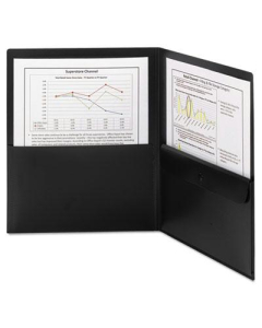 Smead 100-Sheet 8-1/2" x 11" Poly Two-Pocket Folder With Security Pocket, Black, 5/Pack