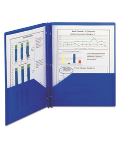 Smead 100-Sheet 8-1/2" x 11" Fastener Poly Two-Pocket Folders, Blue, 25/Box