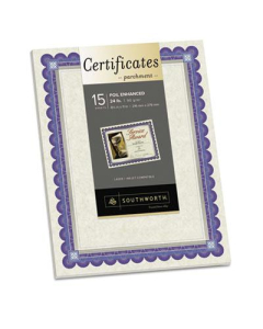 Southworth 8-1/2" x 11", 24lb, 15-Sheets, Ivory Foil-Enhanced Parchment Certificates