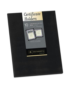Southworth 9-1/2" x 12" 10-Pack Linen Certificate Holder, Black