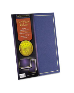 Southworth 9-1/2" x 12" 5-Pack Gold Border Certificate Jacket, Navy