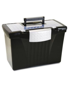 Storex 10-1/2" D Letter & Legal Portable File Storage Box, Black