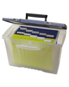 Storex 10-1/2" D Letter & Legal Portable File Storage Box, Clear