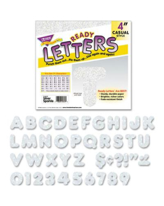 Trend Ready Letters 4" H Silver Sparkle Letter Set, 72/Set