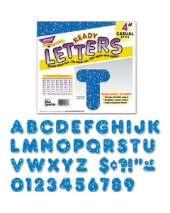 Trend Ready Letters 4" H Blue Sparkle Letter Set, 72/Set