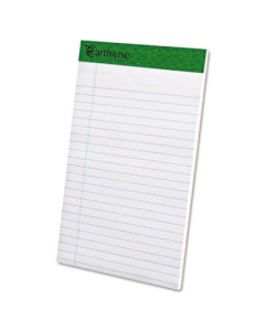 Ampad Earthwise 5" x 8" 50-Sheet 12-Pack Jr. Legal Recycled Pads, White Paper