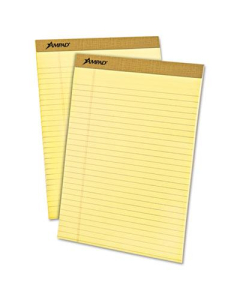 Ampad 8-1/2" x 11-3/4" 50-Sheet 12-Pack Legal Rule Perforated Pads, Canary Paper