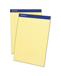 Ampad 8-1/2" x 11-3/4" 50-Sheet 12-Pack Narrow Rule Perforated Pads, Canary Paper