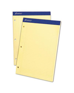 Ampad 8-1/2" X 11-3/4" 100-Sheet College Rule Double Sheet Pad, Canary Paper