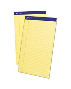 Ampad 8-1/2" x 14" 50-Sheet 12-Pack Legal Rule Perforated Pads, Canary Paper