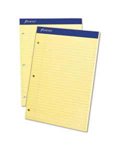 Ampad 8-1/2" X 11-3/4" 100-Sheet Legal Rule Double Sheet Pad, Canary Paper