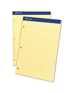 Ampad 8-1/2" X 11-3/4" 100-Sheet Law Rule Double Sheet Pad, Canary Paper