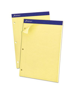 Ampad 8-1/2" X 11-3/4" 100-Sheet Narrow Rule Double Sheet Pad, Canary Paper