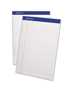 Ampad 8-1/2" x 11-3/4" 50-Sheet 12-Pack Narrow Rule Perforated Pads, White Paper