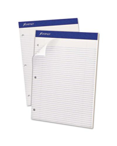 Ampad 8-1/2" X 11-3/4" 100-Sheet Narrow Rule Double Sheet Pad, White Paper