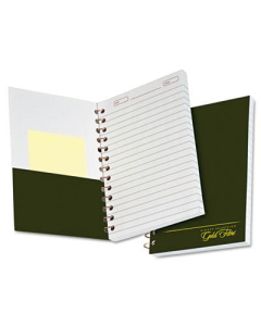 Ampad 5" x 7" 100-Sheet College Rule Gold Fibre Personal Notebook, Green Cover