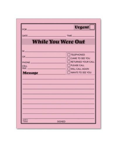 TOPS 4-1/4" x 5-1/2" 50-Page Pink Message Pad, 12-Pack