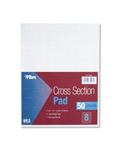 TOPS 8-1/2" X 11" 50-Sheet 8 Sq. Quadrille Rule Cross Section Pad