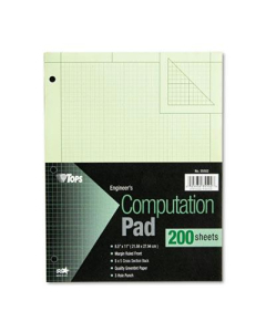 TOPS 8-1/2" X 11" 200-Sheet 5 Sq. Quadrille Rule Computation Pad