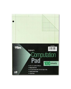 TOPS 8-1/2" X 11" 100-Sheet 5 Sq. Quadrille Rule Computation Pad