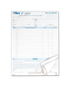 TOPS 8-1/2" x 11" 16-Line 3-Part Bill of Lading Form, 50-Forms