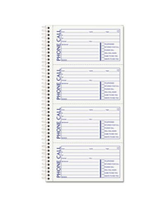 TOPS 5" x 2-3/4" 50-Page 2-Part Spiralbound Message Book, 200-Forms