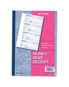 TOPS 7-1/8" x 2-3/4" 100-Page 3-Part Money & Rent Receipt Book