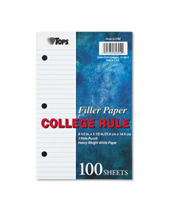 TOPS 5-1/2" x 8-1/2", 100-Sheets, College Rule Filler Paper