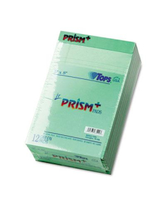 TOPS Prism 5" X 8" 50-Sheet 12-Pack Jr. Legal Rule Notepads, Green Paper
