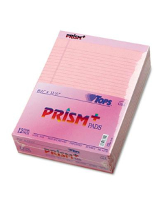 TOPS Prism 8-1/2" X 11-3/4" 50-Sheet 12-Pack Legal Rule Notepads, Pink Paper