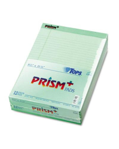 TOPS Prism 8-1/2" X 11-3/4" 50-Sheet 12-Pack Legal Rule Notepads, Green Paper