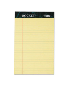 TOPS 5" X 8" 50-Sheet 12-Pack Docket Rule Perforated Pads, Canary Paper