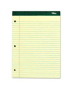 TOPS 8-1/2" X 11-3/4" 100-Sheet Double Docket Legal Rule Pad, Canary Paper
