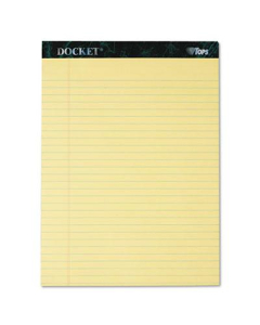 TOPS 8-1/2" X 11-3/4" 50-Sheet 12-Pack Docket Rule Perforated Pads, Canary Paper