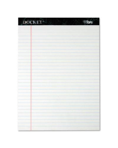 TOPS 8-1/2" X 11-3/4" 50-Sheet 12-Pack Docket Rule Perforated Pads, White Paper