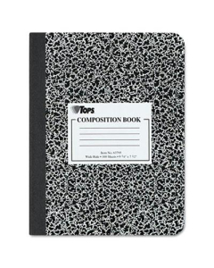 TOPS 7-1/2" X 9-3/4" 100-Sheet Wide Rule Composition Book, Black Marble Cover
