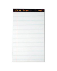 TOPS 8-1/2" X 14" 50-Sheet 12-Pack Docket Gold Legal Rule Perforated Pads, White Paper