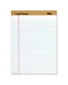 TOPS 8-1/2" X 11-3/4" 50-Sheet 12-Pack Legal Rule Perforated Plus Pads, White Paper