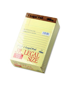 TOPS 5" X 8" 50-Sheet 12-Pack Jr. Legal Rule Perforated Pads, Canary Paper