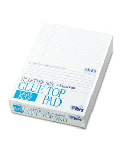 TOPS 8-1/2" X 11" 50-Sheet 12-Pack Glue Top Legal Rule Pads, White Paper