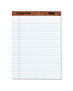 TOPS 8-1/2" X 11-3/4" 50-Sheet Legal Rule Perforated Pad, White Paper