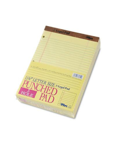 TOPS 8-1/2" X 11-3/4" 50-Sheet 12-Pack Legal Rule Punched Pads, Canary Paper