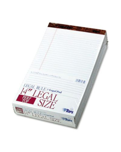 TOPS 8-1/2" X 14" 50-Sheet 12-Pack Legal Rule Perforated Pads, White Paper