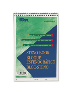TOPS 6" X 9" 80-Sheet Gregg Rule Steno Notepad, Green Paper